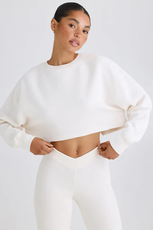 Cropped White Sweatshirt