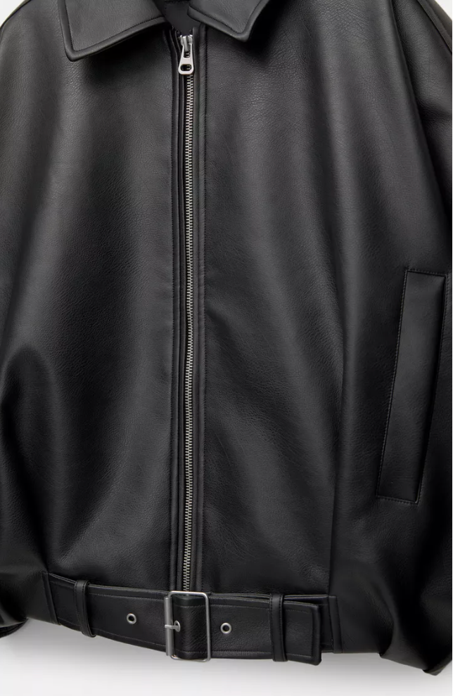 Black Leather Bomber Jacket